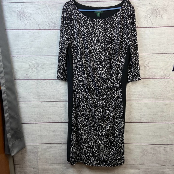 Lauren Ralph Lauren Dresses & Skirts - Lauren Ralph Lauren Black And White 3/4 Sleeves Dress Size 14 W